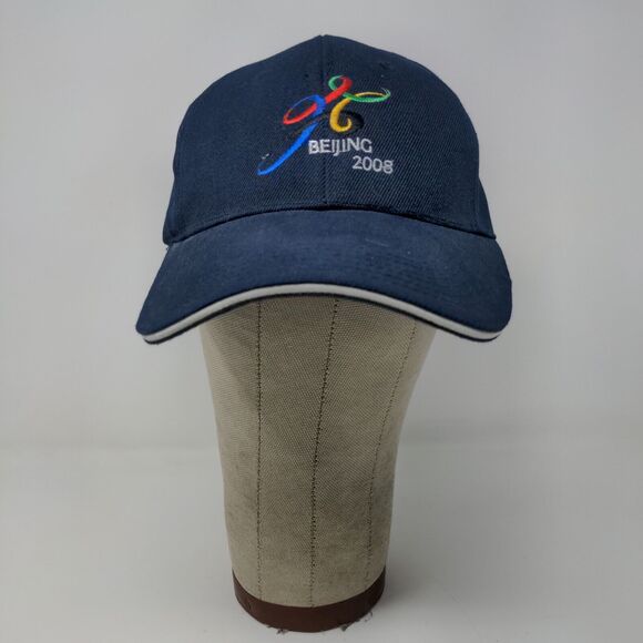 Beijing Olympics 2008 Slideback Hat Blue Adjustable Embroidered Logo - Picture 2 of 11